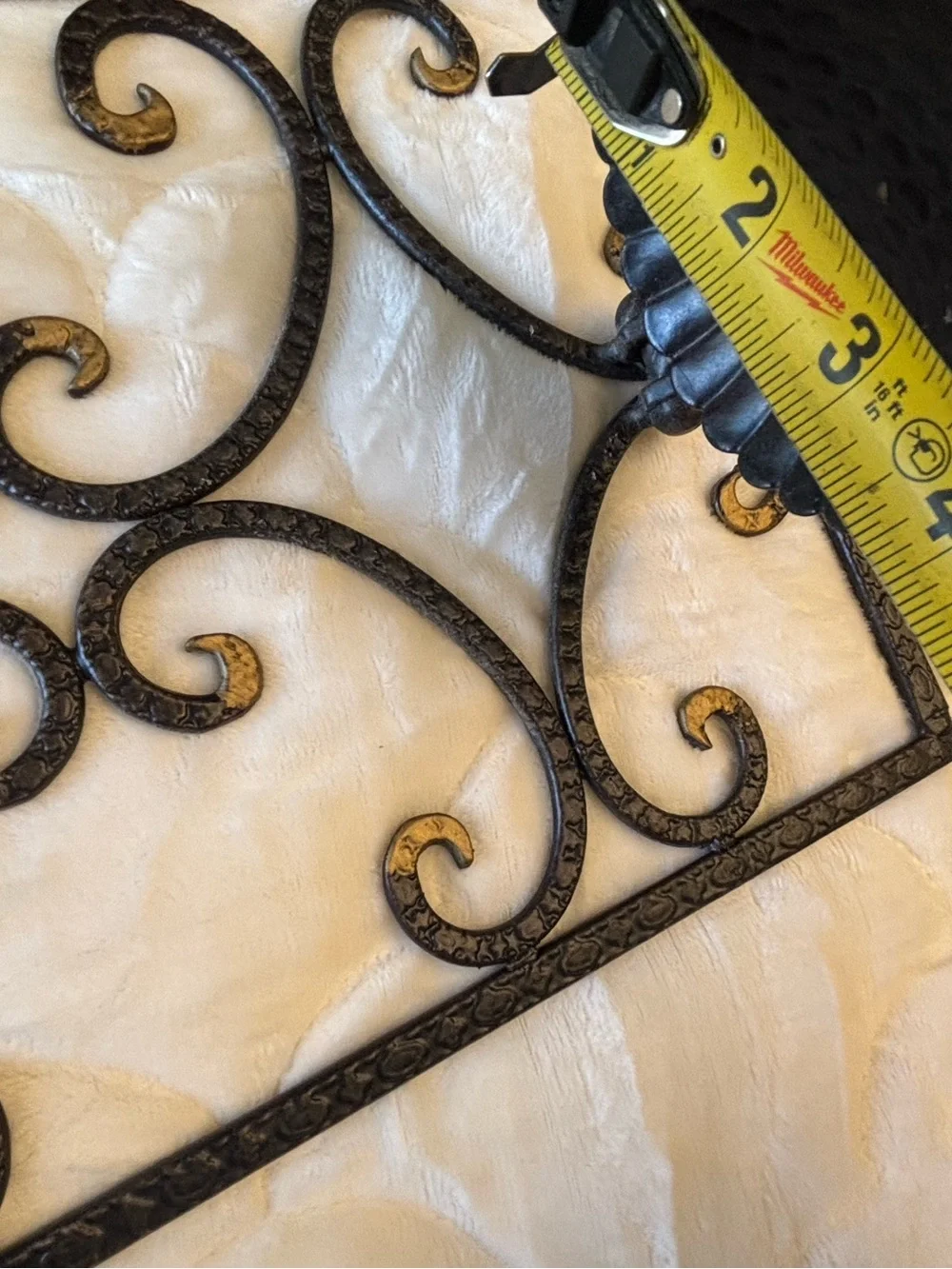 Two vintage iron scroll wall sconce candle holders